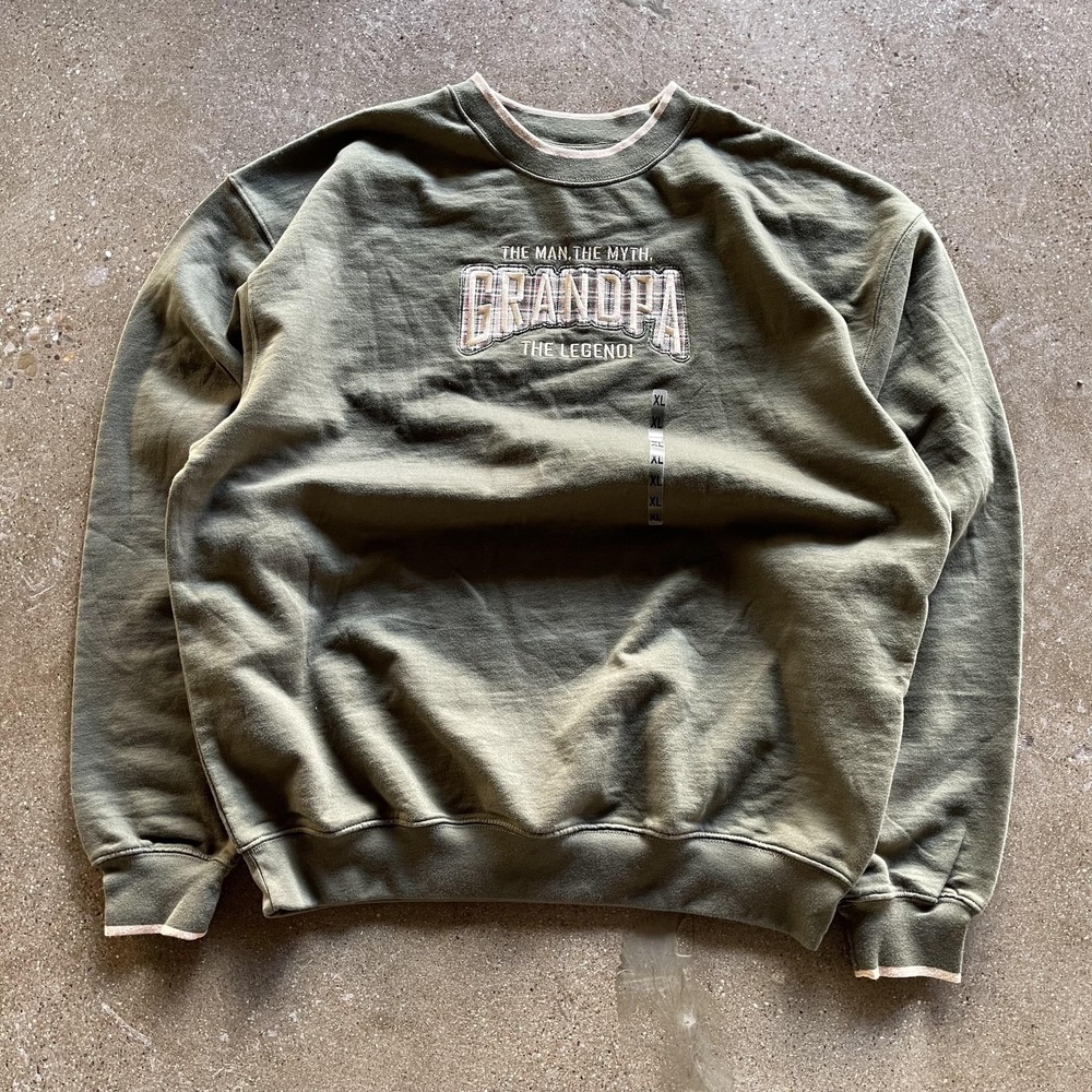 Vintage MC Sport Sweatshirt Mens XL Green Fleece Crewneck Pullover Grandpa Funny